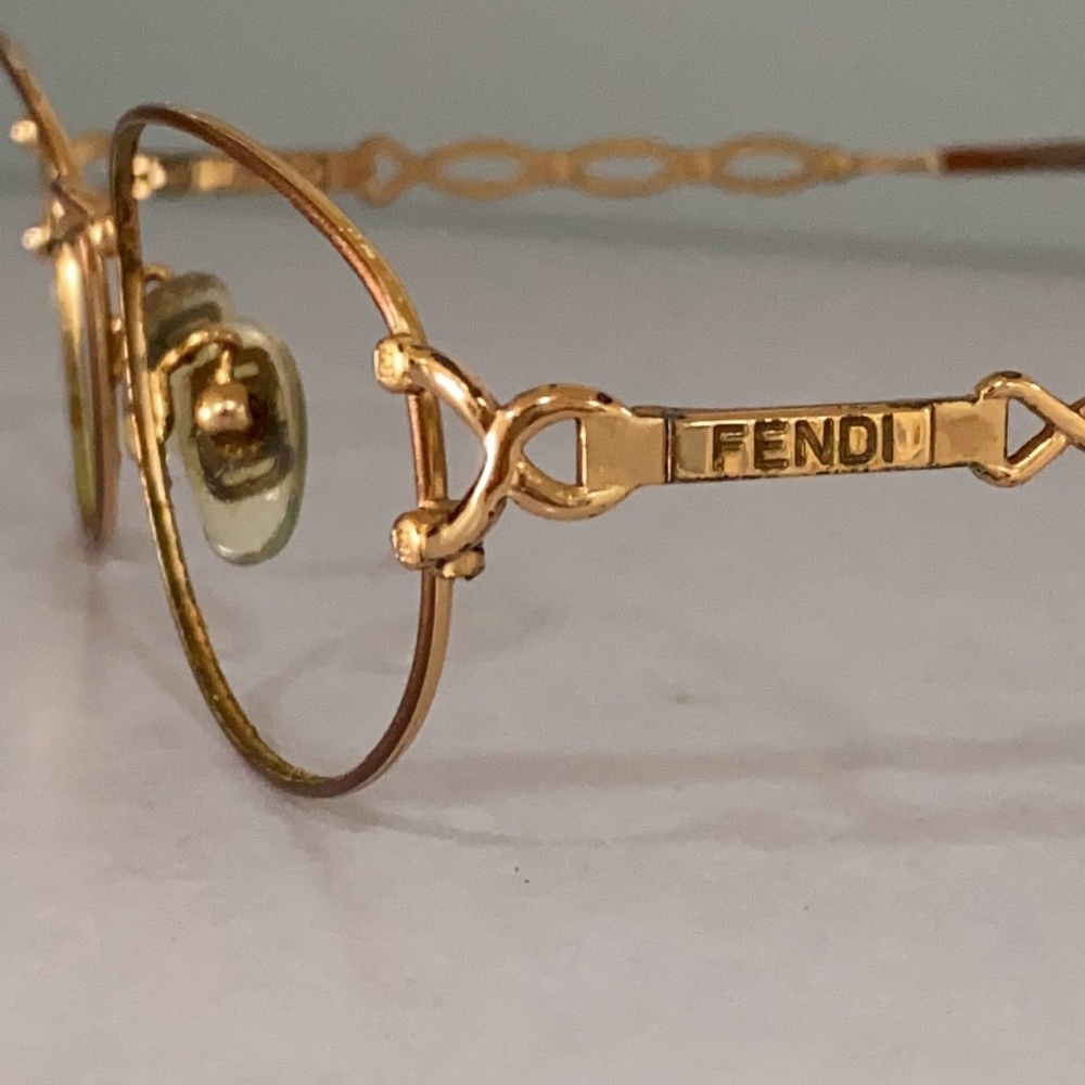 Fendi goldtone oval glasses frame only lightweight
